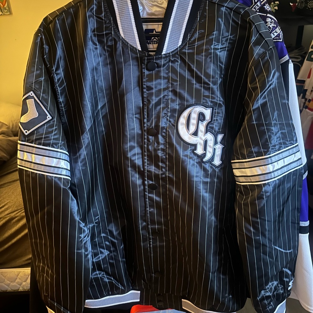 Chicago White Sox Starter Pinstripe City Connect Jacket (XL)